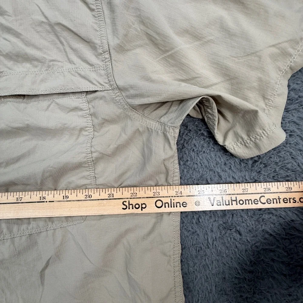 The North Face Button Up Shirt Mens XL Tan Short Sleeve Hiking Ripstop Vent